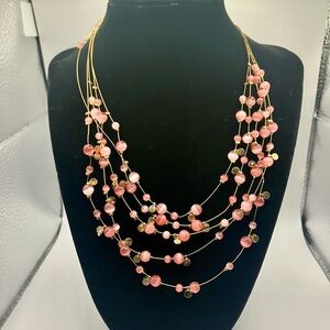 Dainty pink beaded necklace